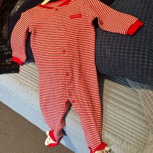 Carter's Red and White Striped Footie